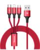 تصویر  کابل شارژ  3 در 1 یو اس بی به میکرو یو اس بی، لایتنینگ و تایپ سی بیسوس برای آیفون، آیپد و گوشی‌های اندرویدی