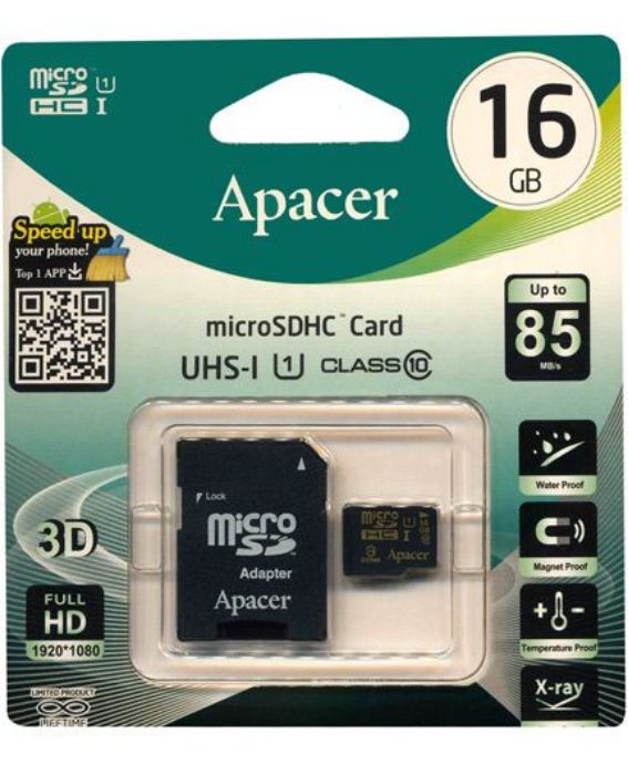 تصویر  کارت حافظه اپیسر میکرو اس دی اچ سی 16 گیگابایت کلاس 10 با سرعت 85 مگابایت در ثانیه به همراه آداپتور تبدیل