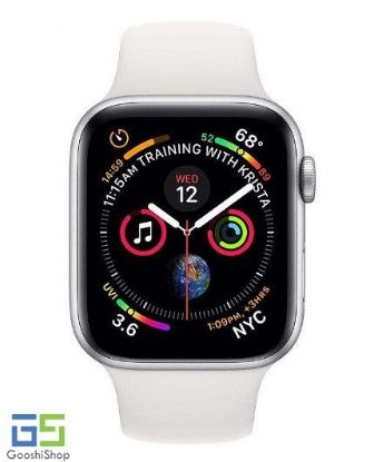 تصویر  ساعت هوشمند اپل واچ نسل چهارم 40 میلی‌‌متری نقره ای با بند اسپورت سفید